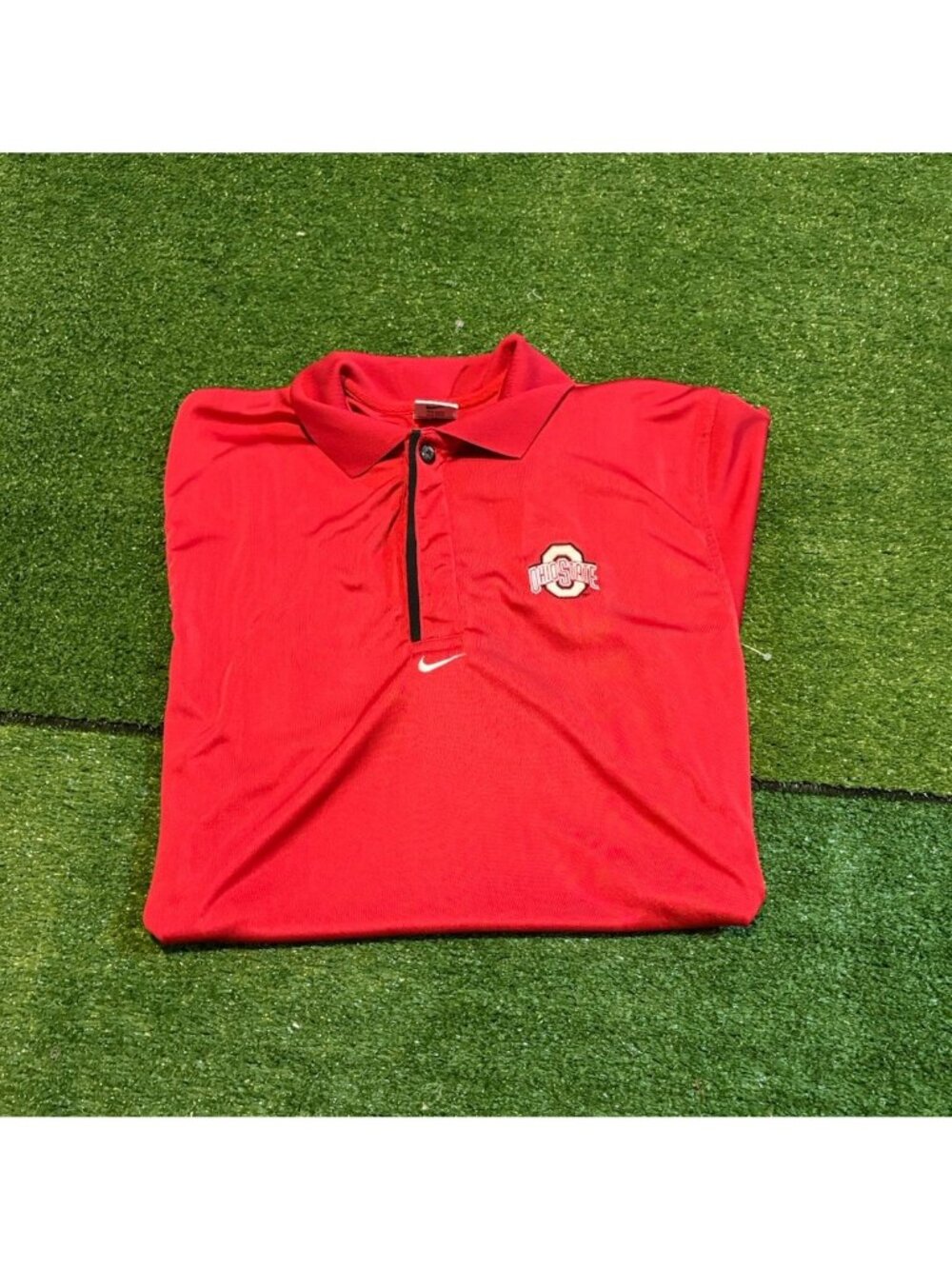 Vintage Ohio State Buckeyes polo mens medium red nike football oversize thick